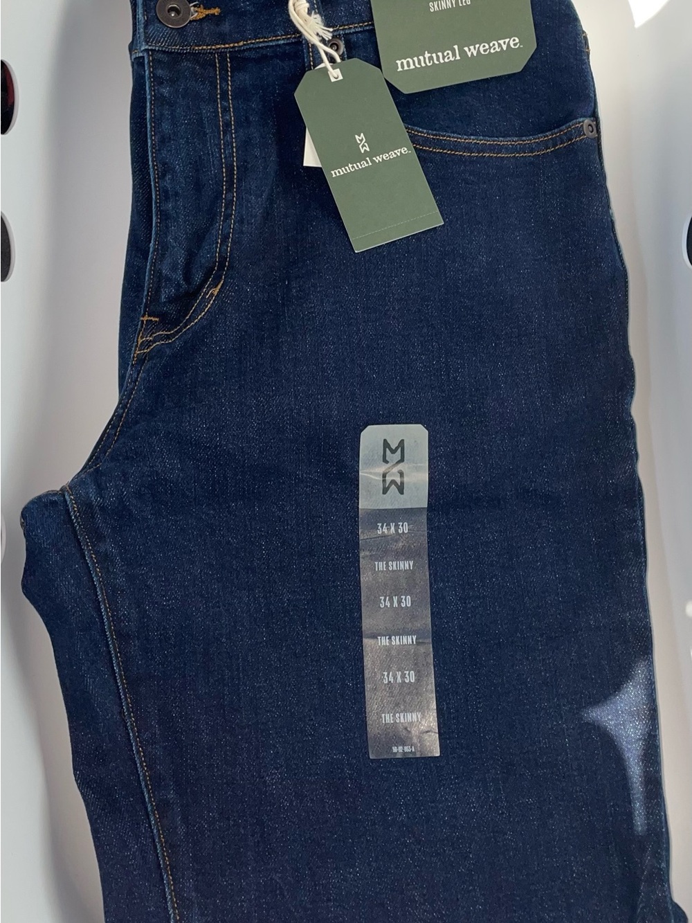 NWT Mutual Weave Men's "The Skinny" Dark Wash Denim Jeans 34x30